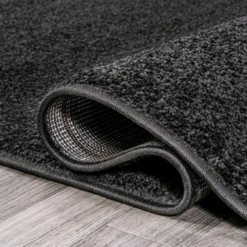 Haze Solid Low-pile Area Rug Black